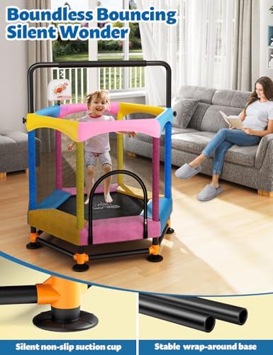 **Twinkoo 60" Anti-Rollover Toddler Trampoline for Kids - Outdoor & Indoor Use** | **Twinkoo 5FT Toddler Trampoline wit