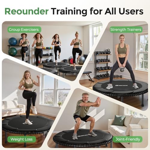 BCAN Durable 450LBS/550LBS Foldable Mini Trampoline for Adult Indoor/Outdoor Workout