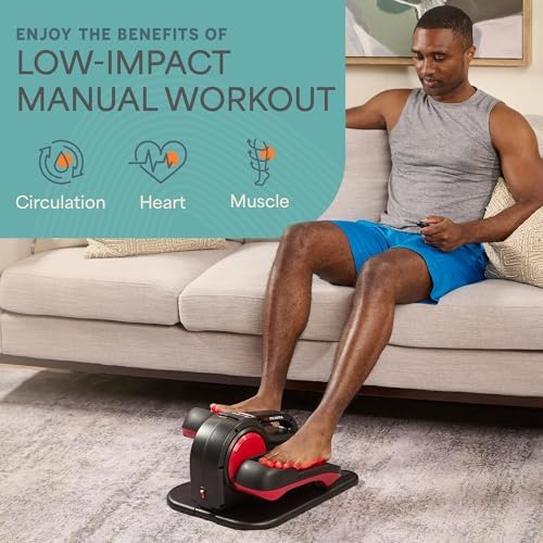 Lifepro Quiet Elliptical Exercise Machine for Seniors & Adults, Seated Pedal Exerciser, Home & Office Use, Portable Red