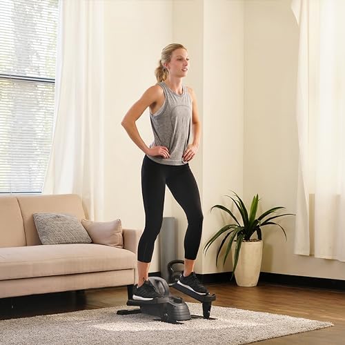 Sunny Health & Fitness Portable Elliptical Machine for Home Workout, Senior Friendly Sit/Stand, Free Sunnyfit App Connec