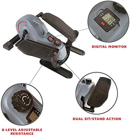 Sunny Health & Fitness Portable Elliptical Machine for Home Workout, Senior Friendly Sit/Stand, Free Sunnyfit App Connec