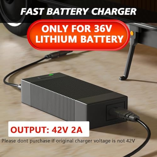 36V Lithium Battery Charger for Electric Scooter and Hoverboard | 42V 2A Charger Compatible with Gotrax and Ninebot | F