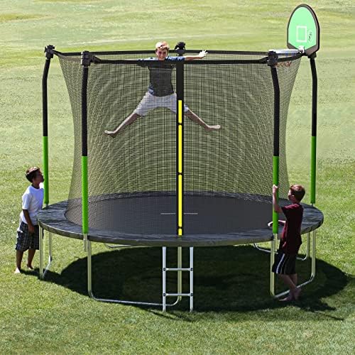 SKOK Kids Outdoor Trampoline, 400LBS ASTM Approved Net Trampoline, Kid Friendly, Outdoor Play, Durable and Safe, 12ft Di