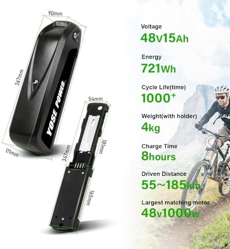 Yose 36V 13Ah 48V 13Ah Electric Bicycle Battery Down Tube Battery Safe Lock Led Indicator Light