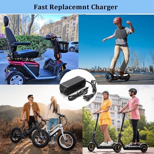 48V Electric Bike Charger for Lectric Ebike, 5|6V 2A Lithium Battery Charger, DC|1 Jack Connector for Electric Bicycles