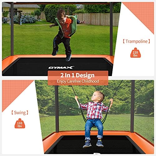GYMAX Kids Trampoline 6FT Swing Enclosure Safety Net ASTM Approved Indoor Outdoor Birthday Gift