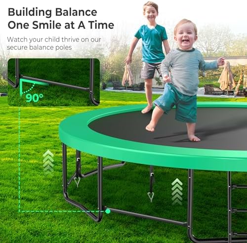 Lyromix 12-16FT Trampoline with Basketball Hoop and Lights for Kids and Adults | Lyromix Recreational Trampoline with S