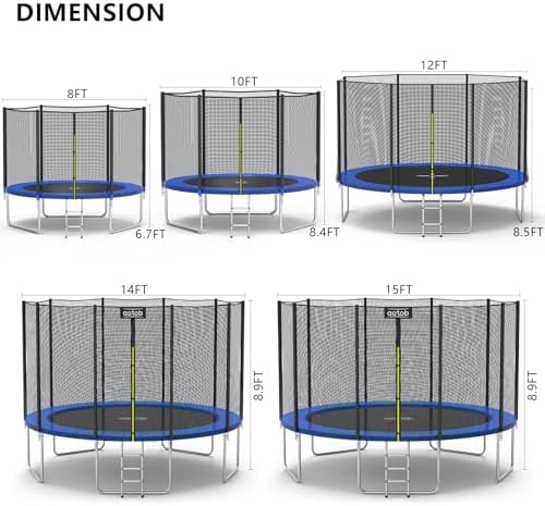 AOTOB Heavy Duty Trampoline with Safety Net and Hoop for Kids and Adults Outdoor Jumping