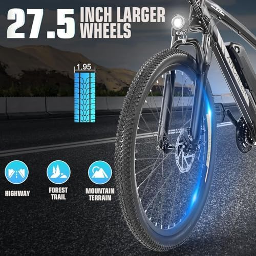 ANCHEER 750W Electric Bike for Adults, 60 Miles Ride, Fast Charge, 27.5'' Hummer Electric Mountain Bike with LCD Display