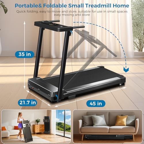 Portable Electric Treadmills for Home Workout | Lightweight Folding Treadmills with LED Display | 300 lbs Capacity Trea