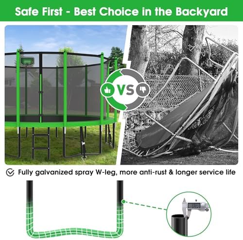 YORIN 16FT Tranpoline Outdoor with Basketball Hoop & Net YORIN 1500 LBS Tranpoline ASTM Approved for Kids and Adults YOR