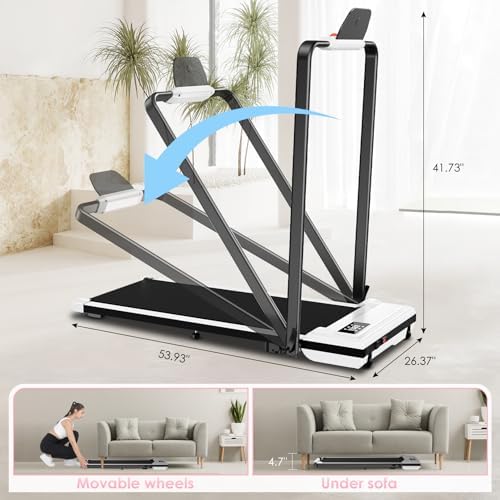 ANCHEER Portable Folding Treadmill with Remote Control and LED Screen - 12% Incline - Max 320 lb Capacity - Home, Gym, a