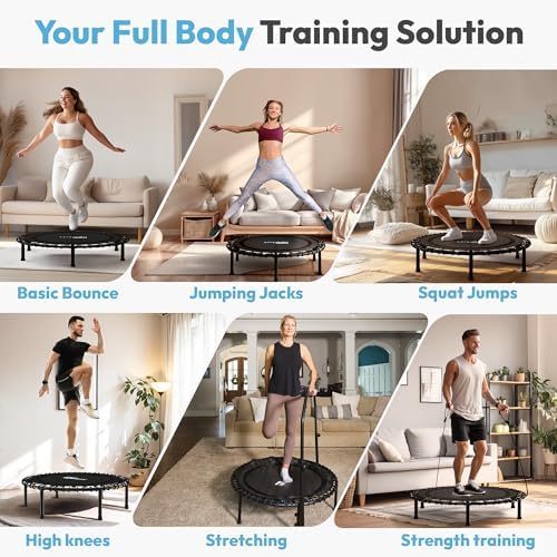JUMPZYLLA Fitness Rebounder Trampoline for Adults - Indoor/Outdoor Exercise | JUMPZYLLA Mini Trampoline for Adults - Ba