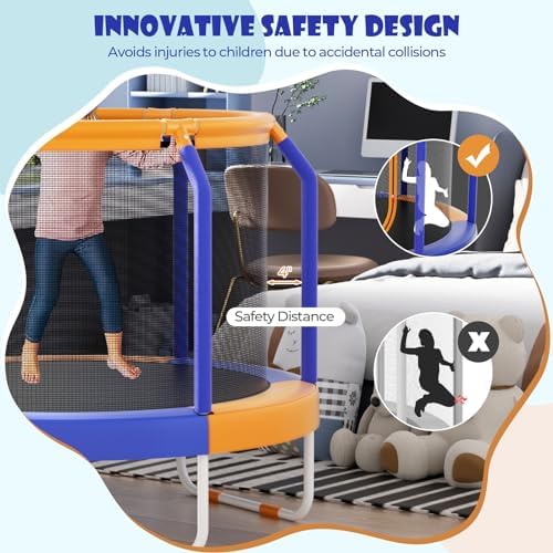 GYMAX Kids' Trampoline Outdoor Birthday Gift for Boys Girls | GYMAX 48" Kids Trampoline with Safety Features Non-Slip H