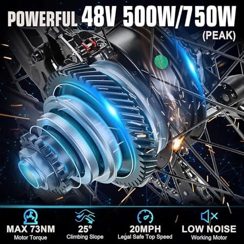 ANCHEER 750W Electric Bike for Adults, 60 Miles Ride, Fast Charge, 27.5'' Hummer Electric Mountain Bike with LCD Display