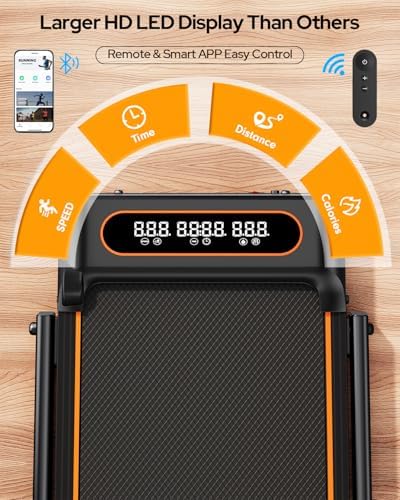 Portable Treadmill Walking Pad with 12% Incline & Handle Bar for Home | 350+lb Capacity & 4 Adjustable Incline Smart Ap