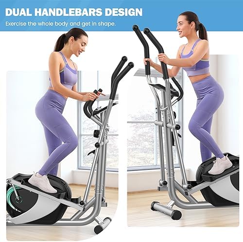 Dripex Magnetic Elliptical Machine Home Workout Quiet Elliptical Trainer 6KG Flywheel 8 Resistance Levels Pulse Monitor