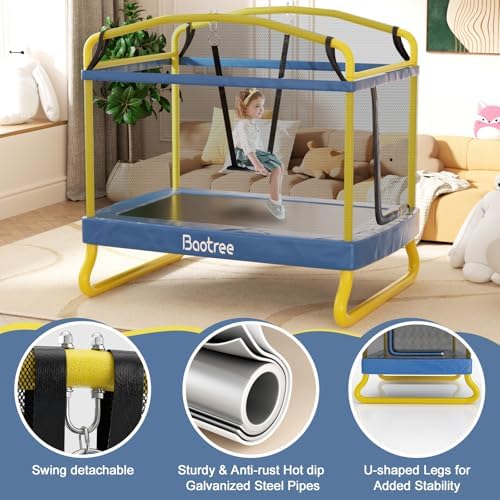 6.5FT Rectangle Trampoline for Kids: ASTM Approved Recreation with Swing & Safety Enclosure Net