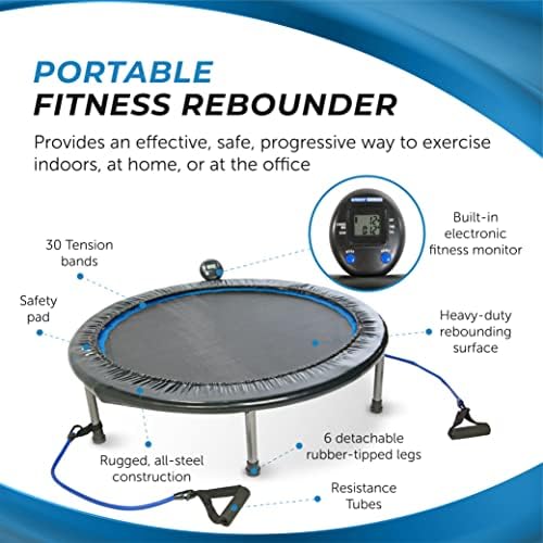 Stamina Folding Trampoline Black - Portable Fitness Equipment for Home Gym, Cardio & Strength Training, Jumping Exercise