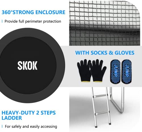 SKOK Kids Outdoor Trampoline, 400LBS ASTM Approved Net Trampoline, Kid Friendly, Outdoor Play, Durable and Safe, 12ft Di
