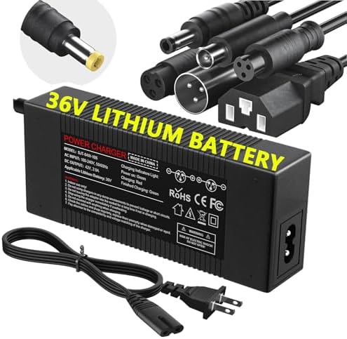 36V Lithium Battery Charger for Ebike | 7-in-1 Gotrax, Jetson & More 2A Fast Charge | 42V Electric Charger for Ebike Ba