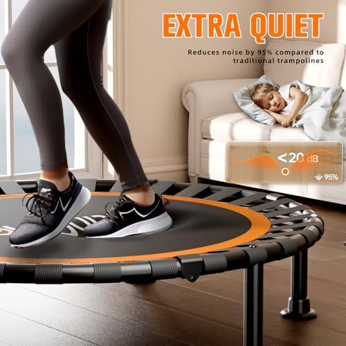 48" Foldable Mini Trampoline for Adults and Kids | Durable Bungee Band | 330lbs Load Capacity | Portable Exercise Reboun