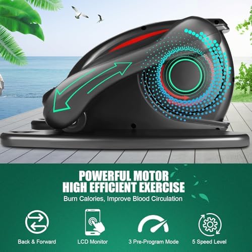 ANCHEER Electric Elliptical Leg Exerciser for Seniors | Quiet Portable Home Office Pedal Exerciser | Remote Control | Se