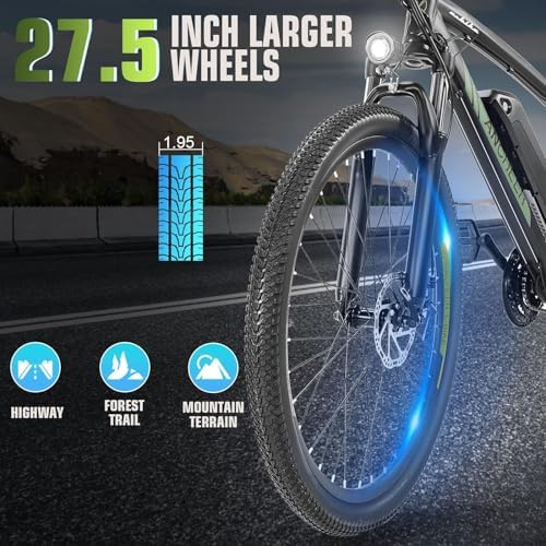 ANCHEER 750W Electric Bike for Adults, 60 Miles Ride, Fast Charge, 27.5'' Hummer Electric Mountain Bike with LCD Display