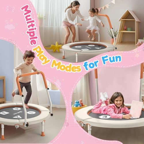 BCAN 36" Toddler Trampoline for Kids Ages 1-6: Safe, Foldable & Adjustable, Indoor & Garden Use, Gift for Boys and Girls