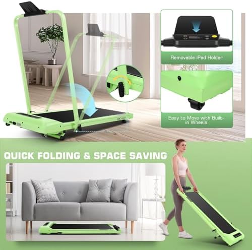 ANCHEER Under Desk Treadmill with Incline and Handle Bar for Home Office | ANCHEER 4 in 1 Folding Treadmill with LED Di