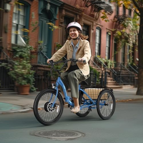 ANCHEER 600W Peak Electric Tricycle for Adults | 24" 499Wh Foldable 3 Wheel Ebike for Seniors | Rear Differential 15.5M