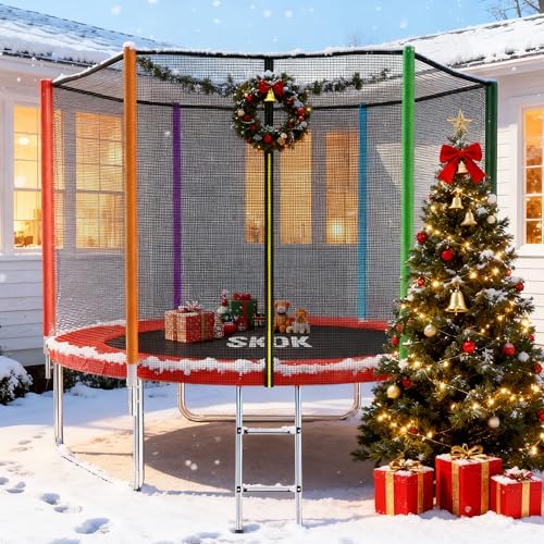 SKOK Kids Outdoor Trampoline, 400LBS ASTM Approved Net Trampoline, Kid Friendly, Outdoor Play, Durable and Safe, 12ft Di
