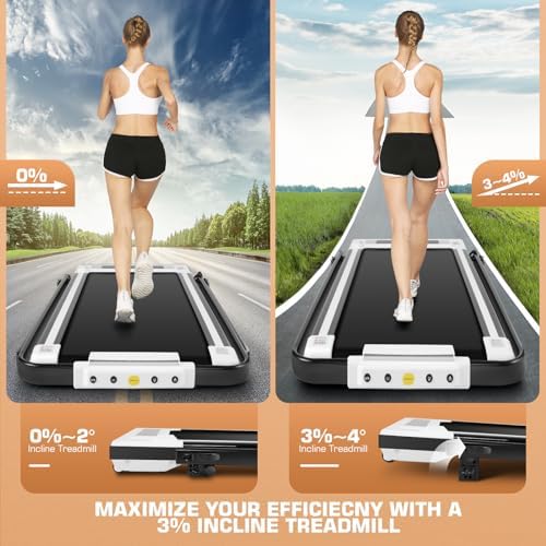 ANCHEER |0 HP Foldable Treadmill for Home Workouts with Handles | ANCHEER Portable Under Desk Treadmill with 12% Inclin