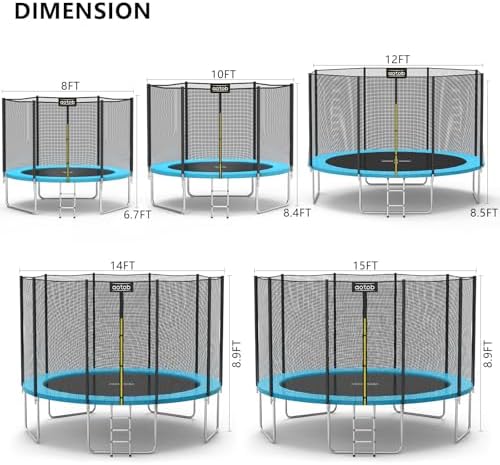 AOTOB Heavy Duty Trampoline with Safety Net and Hoop for Kids and Adults Outdoor Jumping