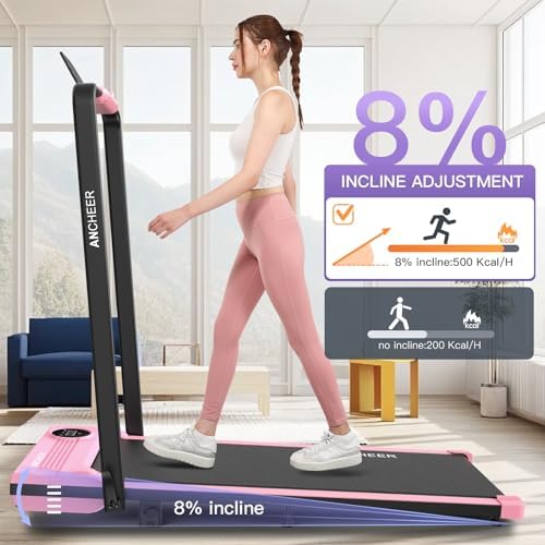 ANCHEER Under Desk Treadmill with Incline and Handle Bar for Home Office | ANCHEER 4 in 1 Folding Treadmill with LED Di