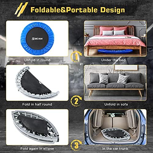 BCAN Mini Trampoline for Adults Indoor Workout with Safety Pad, Rebounder Exercise Trampoline, Max Load 300lbs BCAN Fo