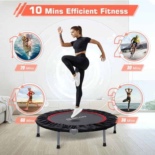 BCAN Mini Trampoline for Adults Indoor Workout with Safety Pad, Rebounder Exercise Trampoline, Max Load 300lbs BCAN Fo