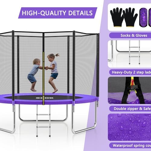 SKOK Kids Outdoor Trampoline, 400LBS ASTM Approved Net Trampoline, Kid Friendly, Outdoor Play, Durable and Safe, 12ft Di