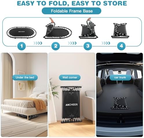 ANCHEER Mini Trampoline for Kids & Toddlers - Indoor/Outdoor Rebounder with Adjustable Handle, 56'' Safe Oval Fitness Tr