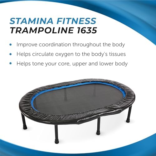 Stamina Folding Trampoline Black - Portable Fitness Equipment for Home Gym, Cardio & Strength Training, Jumping Exercise