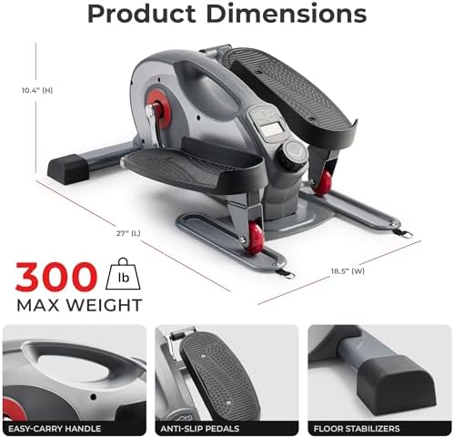 Sunny Health & Fitness Portable Elliptical Machine for Home Workout, Senior Friendly Sit/Stand, Free Sunnyfit App Connec