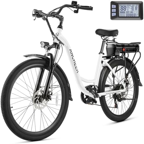 ANCHEER 48V 499Wh Electric Bike for Adults, 26" City Commuter Bike for Women Men, Up to 55 Miles Range, 3H Fast Charge,
