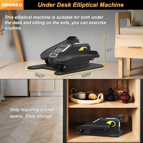 Under Desk Elliptical Machine, Quiet & Small Electric Seated Pedal Exerciser for Senior, Featuring Remote Control & 12 A