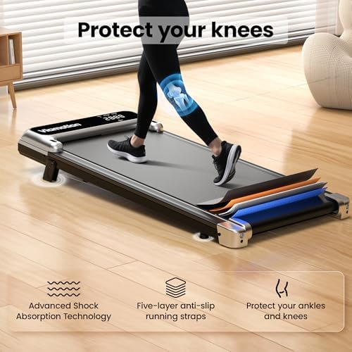 Under Desk Treadmill with Incline and Remote Control | Low Noise |5HP Walking Pad for Home Office | Portable Walking Pa
