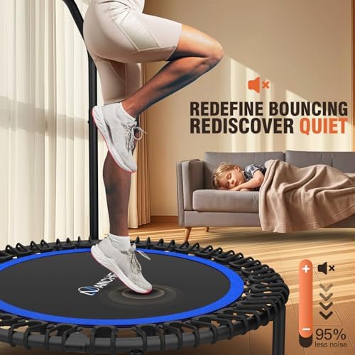 Ancheer Bungee Rebounder Trampoline, Foldable Fitness Trampoline with Resistance Ropes, 450-550LBS Capacity, Safe for Ho