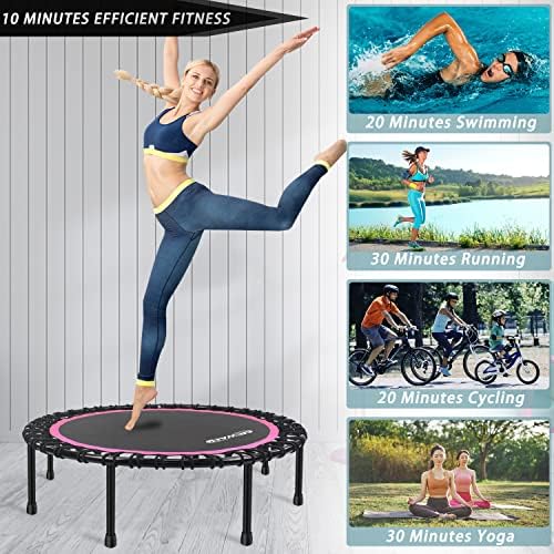 NEWAN Silent Mini Trampoline for Adults - 40" to 48" Diameter, Max Limit 330lbs, Silent Bungee Rebounder Jumping Cardio