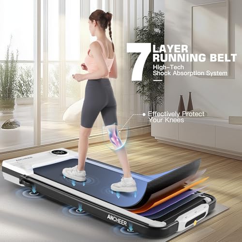 ANCHEER Under Desk Treadmill with Incline and Handle Bar for Home Office | ANCHEER 4 in 1 Folding Treadmill with LED Di