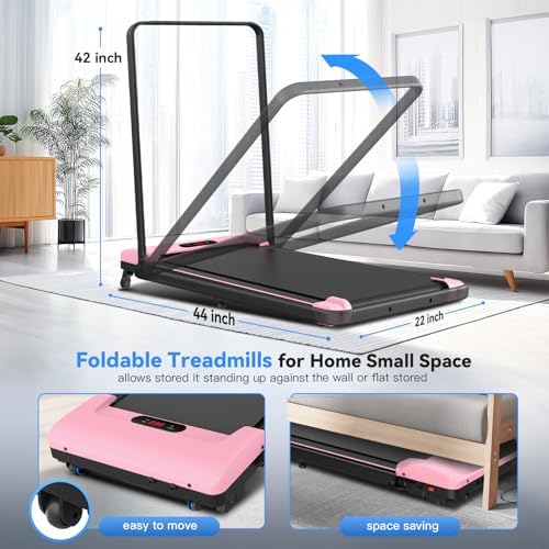 ANCHEER |0 HP Foldable Treadmill for Home Workouts with Handles | ANCHEER Portable Under Desk Treadmill with 12% Inclin
