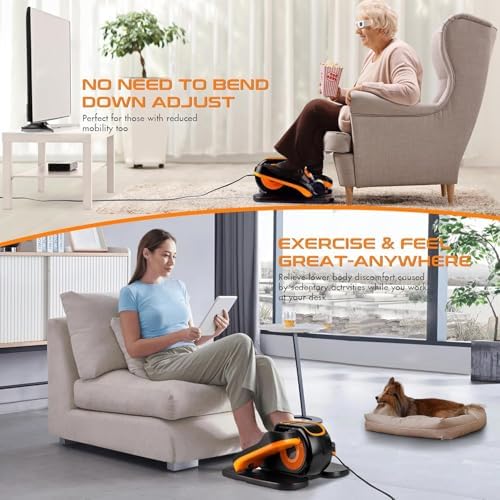 Zakle Electric Elliptical Machine for Home Office Users, Quiet Seated Pedal Exerciser with Remote Control and 12 Speed L