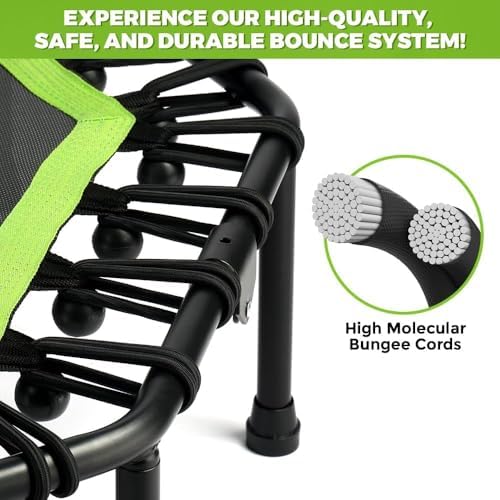 ONETWOFIT Quiet Foldable Mini Trampoline for Adults 42” W/Adjustable Foam Handle Bungees, Perfect for Indoor Workout O